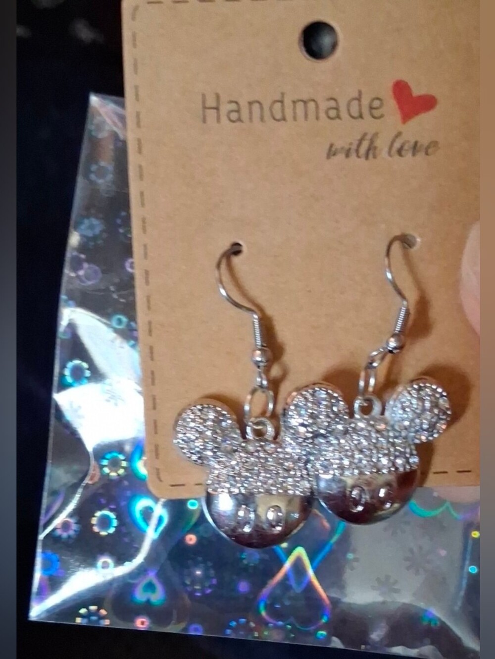$8 Each Or Bundle 5/$20 Handmade Silver Sparkle Mickey Mouse Inspired Earrings
